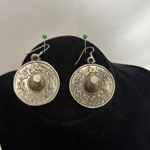 Silver Western Concho-Style Drop Earrings
